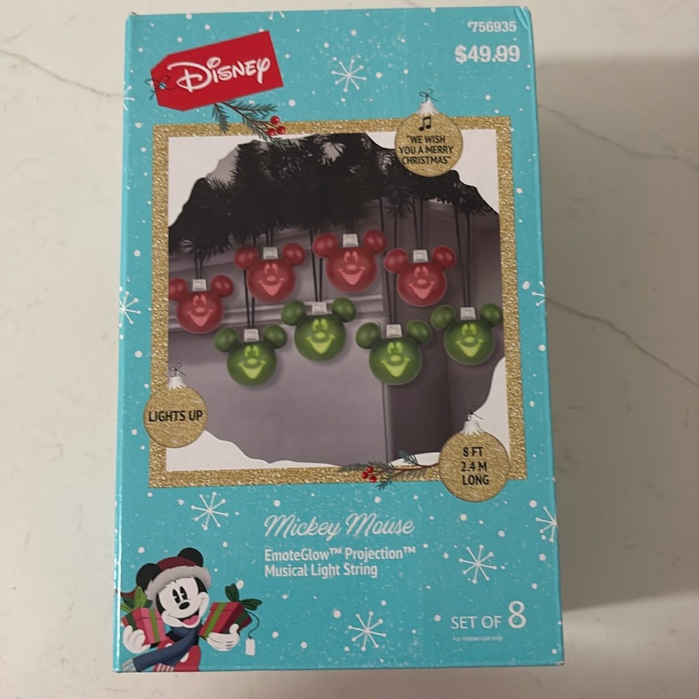 Disney Mickey Mouse Emote glow Projection musical light string Christmas